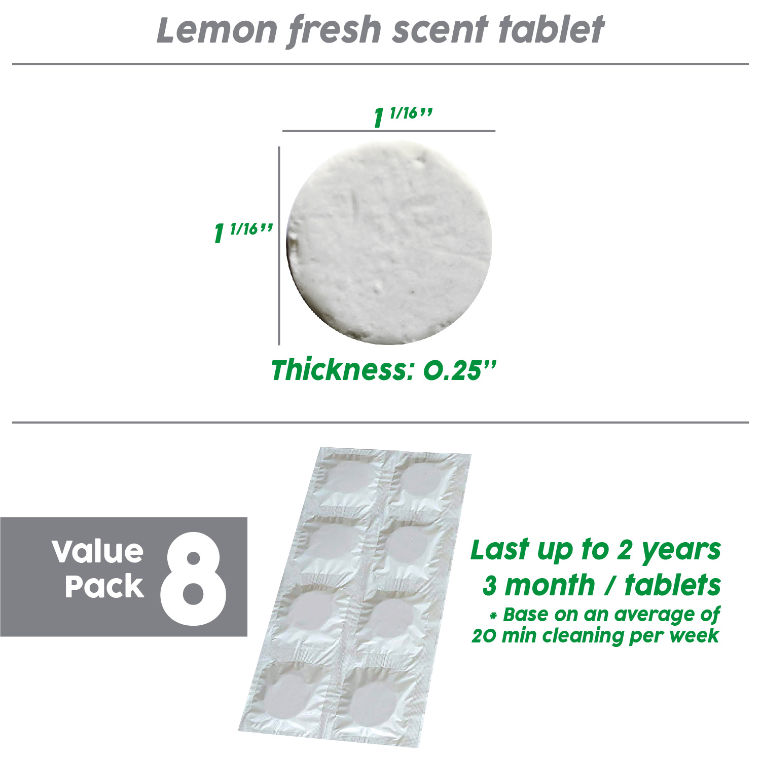 EnviroCare Vacuum Cleaner Air Freshener Tablets - 8 Pack - Universal Fit For Bagged Vacuums