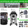 Car detailing and garage vacuum pack - wall-mounted Vacuum, 595AW + 8 Gal. Wet/Dry Vacuum + Accessory kit and wet/dry cleaning tools