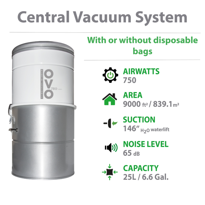 Central vacuum (750AW, 25L Canister) + Deluxe Plus Attachment kit - Image 2