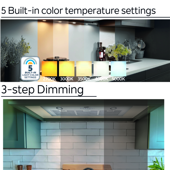 OVO 28-Inch Built-In Range Hood, 650 CFM, 3-Speed, Stainless Steel Finish, Auto Shut-Off, Night-Light, 5-Color Temperatures (CCT), Ducted, Quiet, Energy-Efficient, LED Lights - Image 2