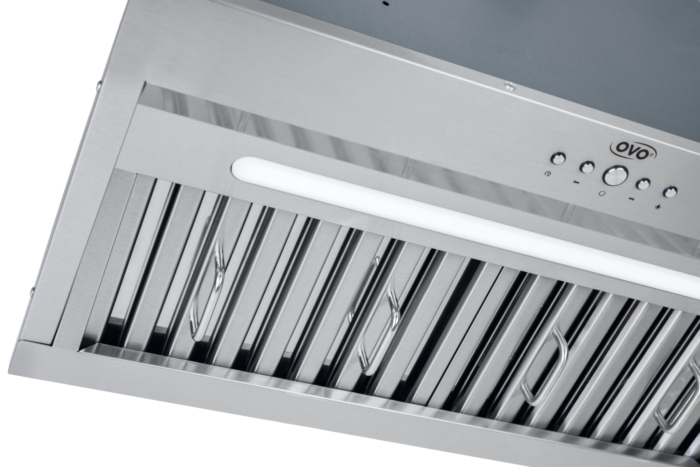 OVO 600 CFM, 28 inch, Built-In Range Hood Vent with 3-Speed Exhaust Fan, Push Button Vent Hood controls, Stainless Steel Kitchen Hood - Image 2