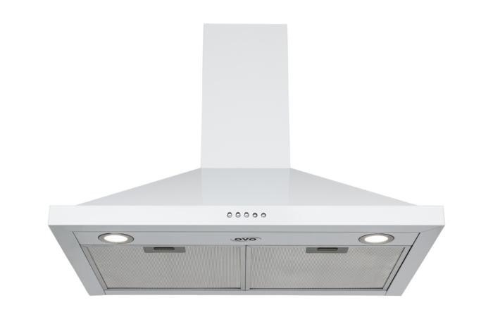 OVO 450 CFM, 30 inch Wall Mount Convertible Range Hood Vent with 3 Speed Exhaust Fan, Push Button Controls, Stainless Steel Kitchen Hood, Ducted and Ductless Convertible Vent Hood, Pyramid Chimney Style, White - Image 6