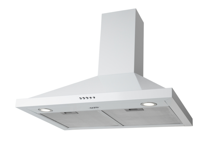 OVO 450 CFM, 30 inch Wall Mount Convertible Range Hood Vent with 3 Speed Exhaust Fan, Push Button Controls, Stainless Steel Kitchen Hood, Ducted and Ductless Convertible Vent Hood, Pyramid Chimney Style, White - Image 5