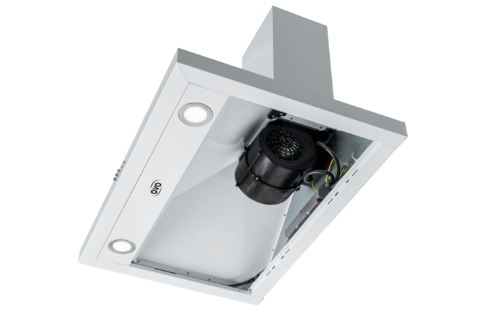 OVO 450 CFM, 30 inch Wall Mount Convertible Range Hood Vent with 3 Speed Exhaust Fan, Push Button Controls, Stainless Steel Kitchen Hood, Ducted and Ductless Convertible Vent Hood, Pyramid Chimney Style, White - Image 2