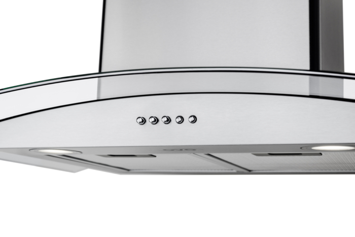 OVO 450 CFM, 30 inch, Wall Mount Range Hood Vent with 3 Speed Exhaust Fan, Push Button Controls, Stainless Steel Kitchen Hood, Ducted and Ductless Convertible Vent Hood, Glass Canopy Chimney Style - Image 4