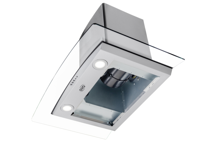 OVO 450 CFM, 30 inch, Wall Mount Range Hood Vent with 3 Speed Exhaust Fan, Push Button Controls, Stainless Steel Kitchen Hood, Ducted and Ductless Convertible Vent Hood, Glass Canopy Chimney Style - Image 2