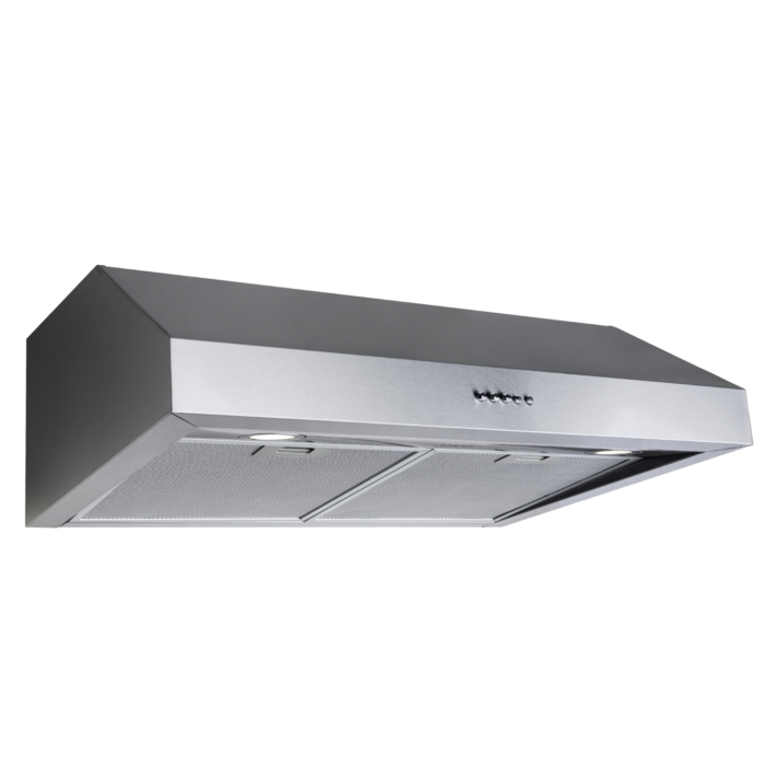 OVO 600 CFM, 30-Inch Under Cabinet Range Hood, 3-Speed Exhaust Fan Controls, Stainless Steel Finish, 4000K LED Lights, Quiet, Energy-Efficient