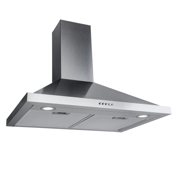 OVO 450 CFM, 30 inch,  Wall Mount Convertible Range Hood Vent with 3 Speed Exhaust Fan, Push Button Controls, Stainless Steel Kitchen Hood, Ducted and Ductless Convertible Vent Hood, Pyramid Chimney Style