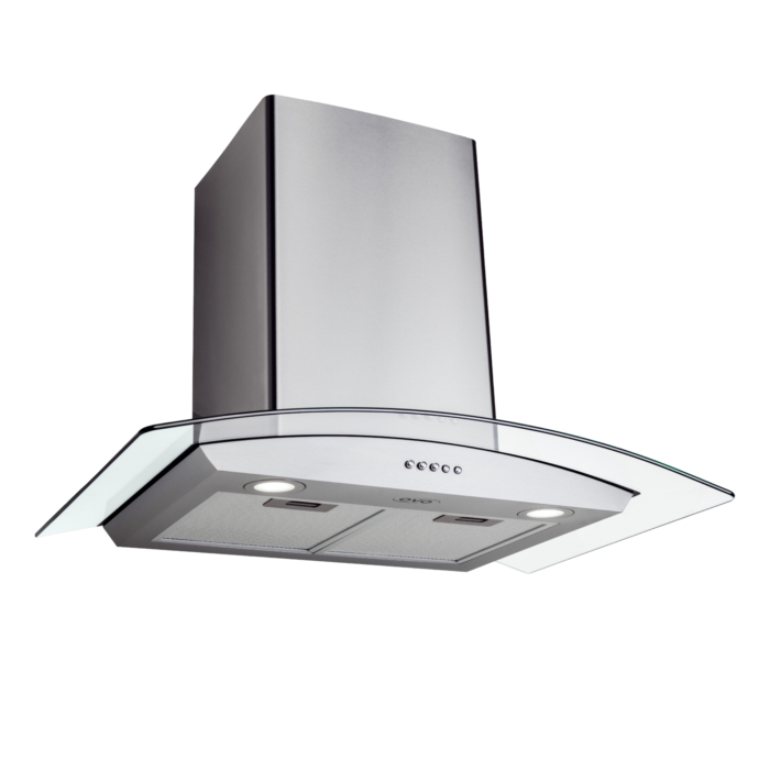 OVO 450 CFM, 30 inch, Wall Mount Range Hood Vent with 3 Speed Exhaust Fan, Push Button Controls, Stainless Steel Kitchen Hood, Ducted and Ductless Convertible Vent Hood, Glass Canopy Chimney Style